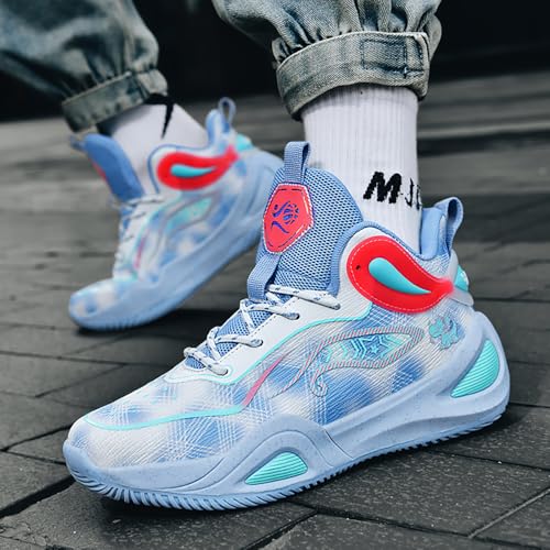 Image of Womens Mens Basketball Shoes High Top Fashion Volleyball Sneakers Breathable Lace Up Non Slip Sport Outdoor Shoe for Unisex