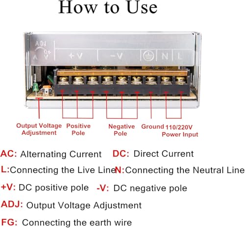 AC 110/120 to DC 5V Power Supply, Universal Switching Transformer Adapter for Raspberry PI Models, CCTV, Radio, Computer Project, LED Strips Pixel Lights 3D Printer (12V50A 600W)4