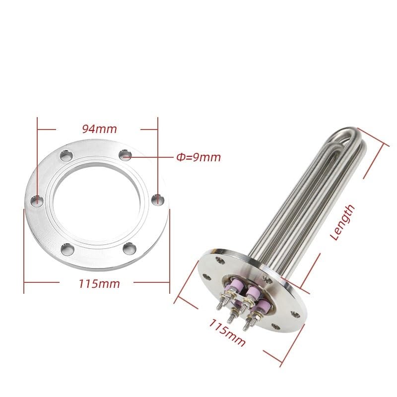 Immersion Heating Element 115mm Flange 220V/380v Stainless Steel Tubular Water Boiler Heater 3KW/6KW/9KW/12KW/15KW/18KW