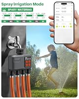 johgee Bewässerungscomputer WLAN 4 Ausgänge mit 300M RF-Technologie, Bewässerungsuhr für Gartenbewässerung Kompatibel mit Alexa & Smart Life App, Automatischem Bewässerungssystem für Garten Rasen – Ansicht 6