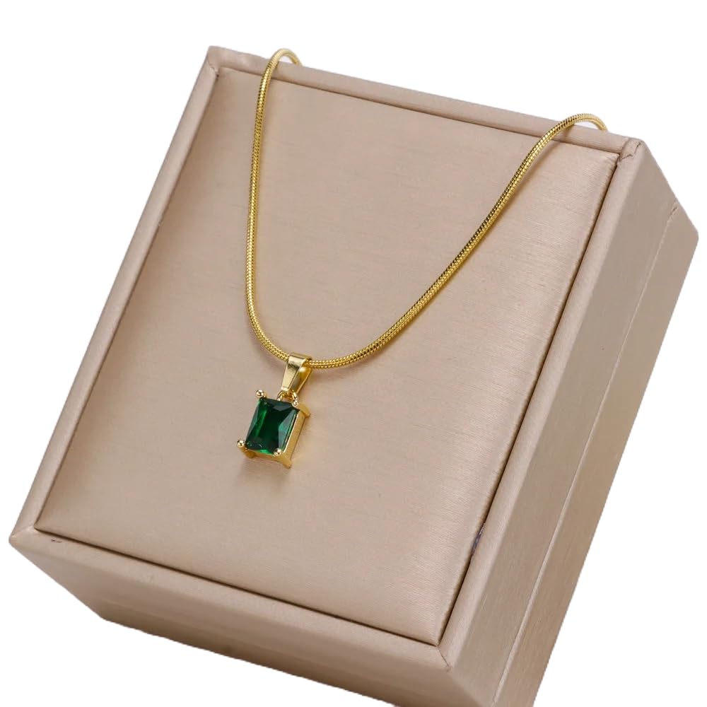Purple Secret Viola Emerald Pendant Necklace For Women, Faux Green Emerald Pendant Necklace, Birthday Gift for Girlfriend, Gift for Women, 18k Gold Plated Necklace, Gift For Sister (B0D8KYL4PN) Amazon Price History, Amazon Price Tracker