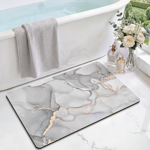 Tapis de bain antidérapant DEXI gris clair idéal pour sortie de douche et baignoire - 2