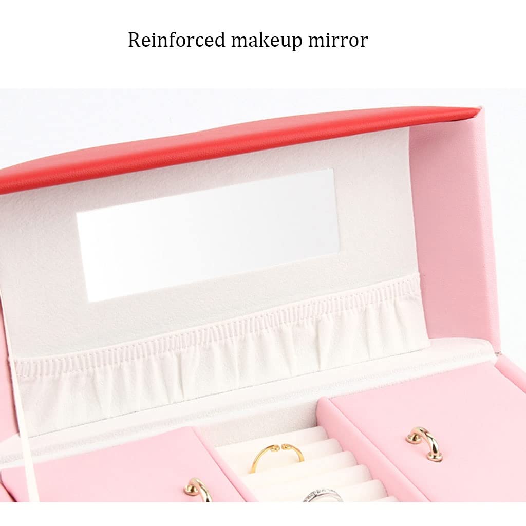 Organizer na Biżuterię Małe pudełko na biżuterię dla kobiet, Pu Leather Travel Jewelry Organizer Case Przenośne Uchwyt do przechowywania biżuterii Wyświetlacz pierścienia Etui do Przechowywania