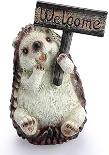 SUMTree Hedgehog Figurine Welcome Sign Garden Decor Resin Animal Art Statue Ornament with Welcome Board for Garden Patio for Porch Lawn Backyard