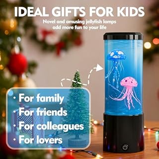Probuk Lampe Méduse LED Aquarium 20,3 cm, 7 Couleurs Changeantes 4 Modes, Veilleuse Relaxante USB, Déco Intérieure pour Chambre Salon Bureau, Cadeau Original Enfants Adultes