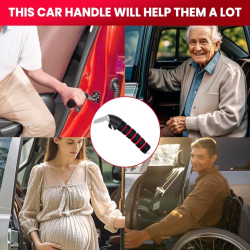 Image of KOUNATSURI Car Handle Assist for Elderly Car Door Handle Multifunction Handle Car Door Latch Handle for Seniors and Handicapped(Blue, Red)