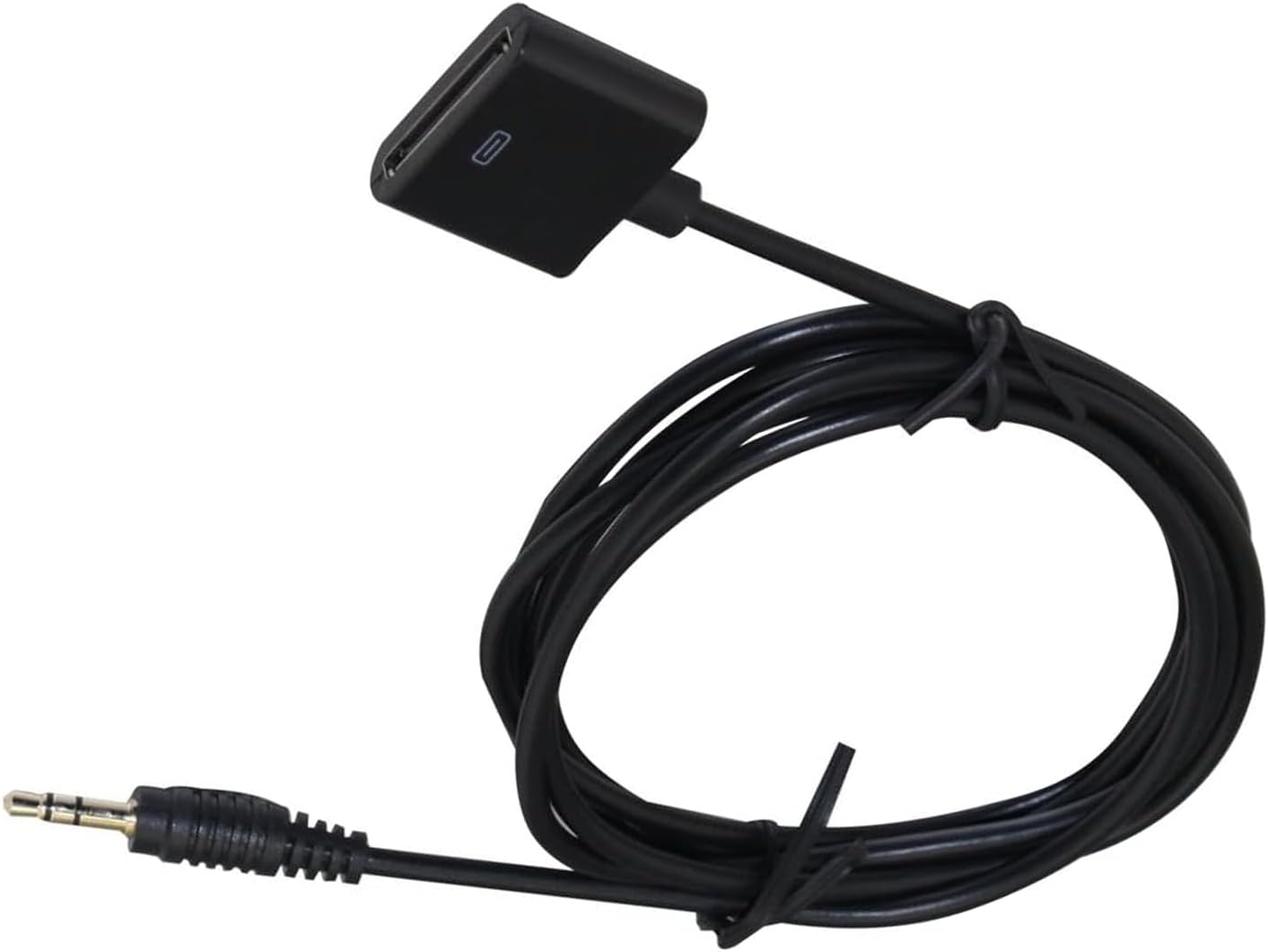30 Pin Female Dock Connection to 3.5mm Male Audio Output AUX Cable, 3.5mm Audio Plug to Pod Dock Female Adapter, 5 feet, Black