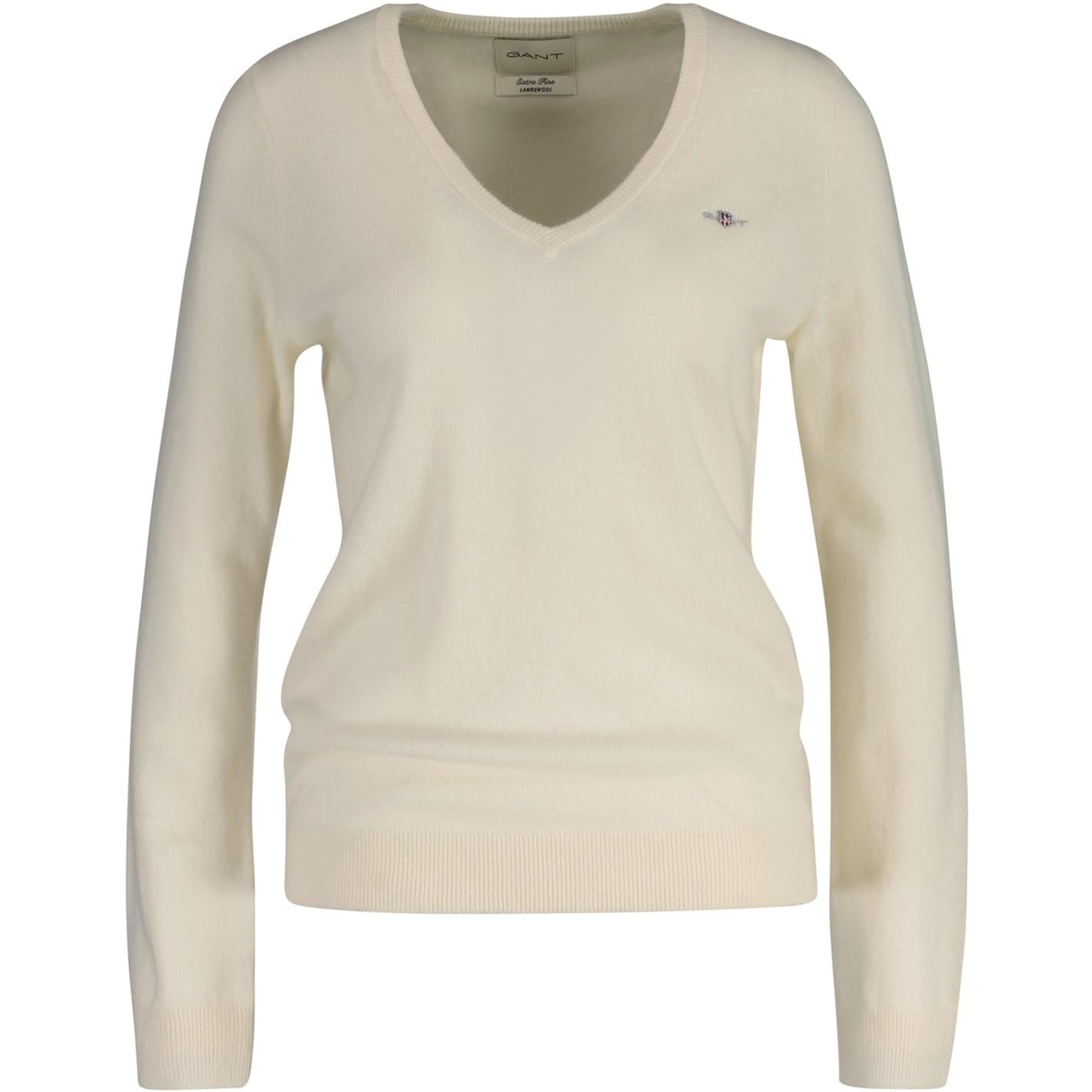 Gant Women's Cream Lambswool V Neck Sweater S