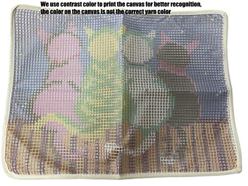 Meetbself Latch Hook Rug Kits Crocheting Carpet Rug Cats Acrylic Yarn Pre-Printed Canvas Cushion Mat Crochet Tapestry Sofa Decor #TOP2