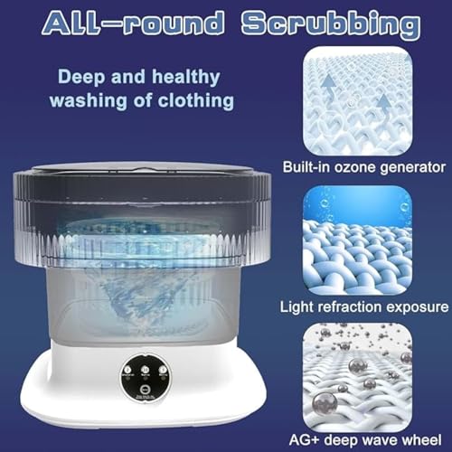 Image of Portable Washing Machine, 16L Mini Washing Machine With Spin Basket,Small Portable Washer Machine Suitable for Underwear Small Clothes, Foldable Design