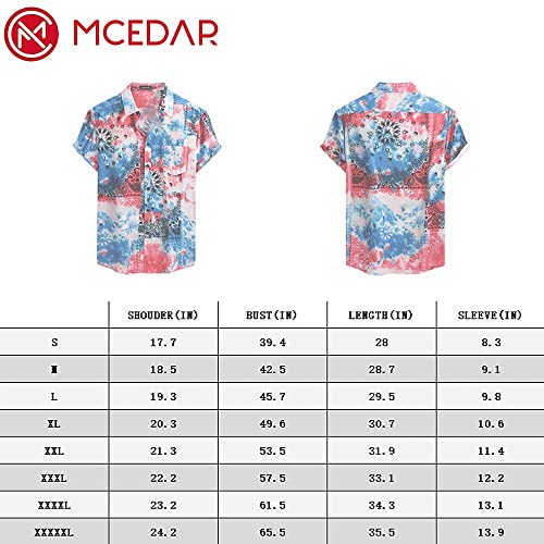 Mcedar Mens Casual Button Down Short Sleeve Paisley Printed Summer Vintage Beach Vacation Shirts（Brown 5506，S） #TOP6