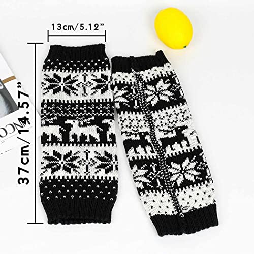 Image of Snowflake Knitted Socks Boot Cuffs Socks Knit Leg Warmers Winter Leg Warmers Boot Cuffs Stocking for Women and Girls
