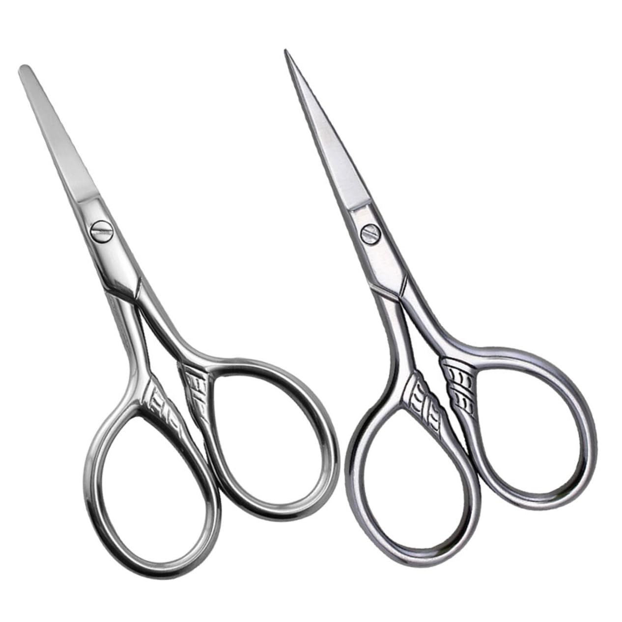 FOMIYES 2pcs Men's Eyebrow Scissors Stainless Steel Eyebrow Trimmer Scissors for Beard Pointed Round Tips