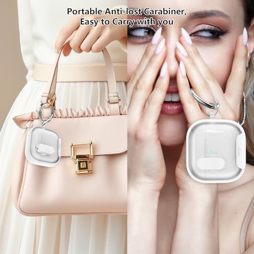 Image of Aircawin for Airpods 4 Case Clear,Secure Lock for Airpods 4th Generation Case Cover with Phone Stand and Magsafe Function,Auto Pop-up,Hybrid Protection Design with Carabiner&Cleaning Pen-White