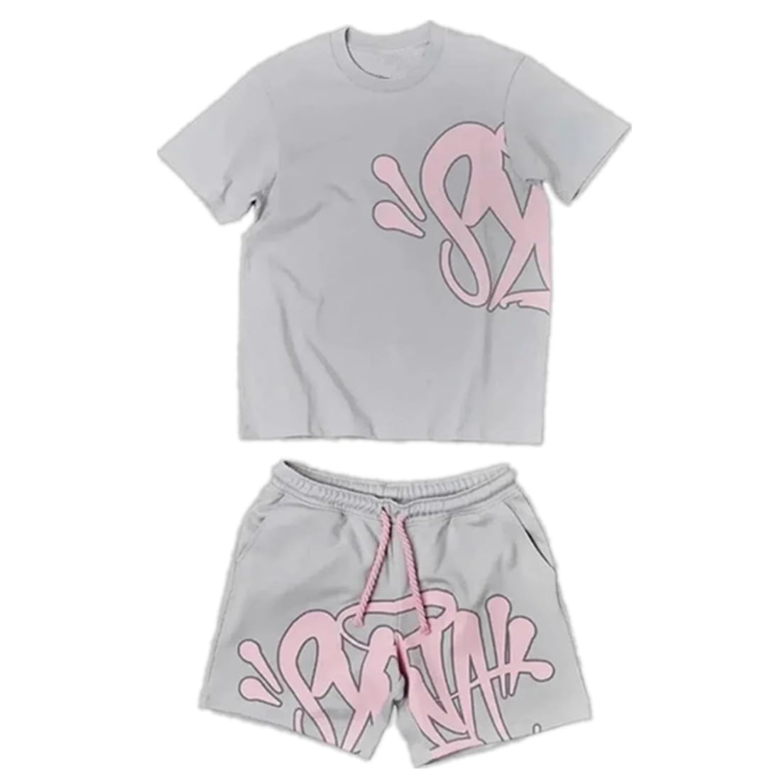 Dinint Hombre Camiseta Syna World Pantalónes Cortos Conjunto, Tee Para Hombre, Chándal Verano, Juego de 2 piezas Cuello Redondo Chándal Hombre y Mujeres Set, Conjunto De Sudadera Unisex Informal