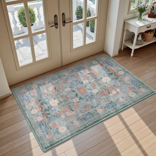 AMOAMI 2x3 Floral Front Door Mat, Machine Washable