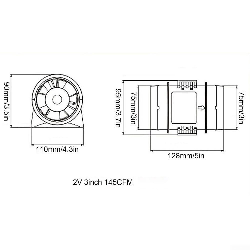 Zoegneer Ventilador de aire de escape de barco de plástico negro, soplador de cabina CC, soplador de escape marino de 12 V
