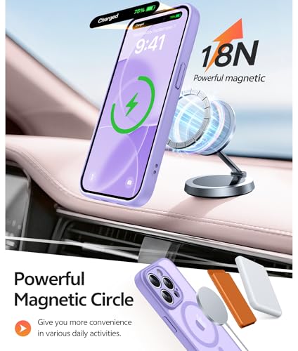 Image of FNTCASE for iPhone 13 Pro Max Case: [Compatible with Magsafe] Translucent Matte Magnetic Phone Cover - Military Grade Drop Protection Shockproof Protective Cases - Light Purple