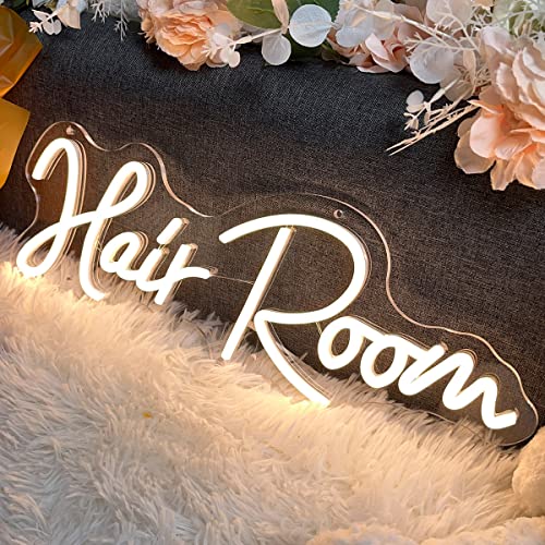 Image of Hair Room Neon Sign For Spa Beauty Room Nail Brows Lashed Salon Studio LED Wall Art Decor For Business Stores Logo Barber Shops Led Word Indoor Custom Neon Lights 5V USB Powered Warm White 40x14.4cm