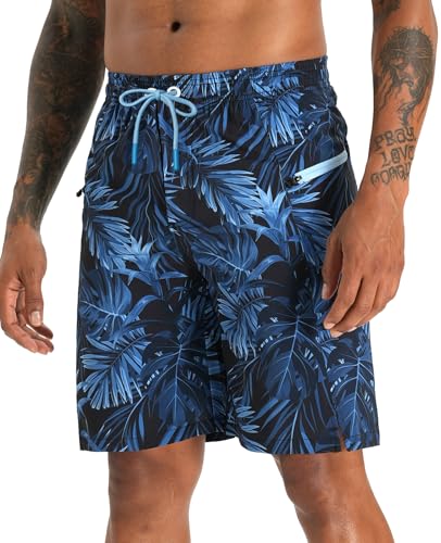 Image of APTRO 2 in 1 Men's Swim Trunks 9 inch with Zipper Pockets Bathing Suit