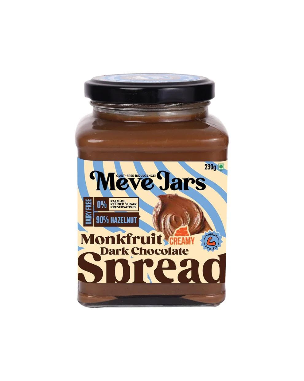 Meve Jars Monkfruit Dark Chocolate Spread | 90% Hazelnuts | No Sugar, No Palm Oil, No Erythritol | Pure Monk Fruit Sweetened | 230g-image-39