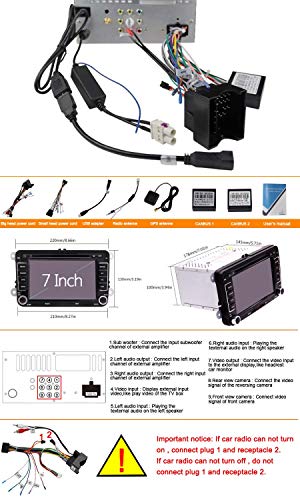 EinCar Bluetooth Car Stereo GPS Navigation Audio Headunit Double Din Car DVD Player Radio 7 inch HD Touch Screen Bluetooth Free Dual Canbus for Golf Polo Tiguan Jetta Polo Skoda Seat SWC 8GB Map Card