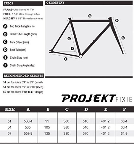 Projekt Fixie - Cycle Fixed Gear Road Singlespeed Bike Track Frameset Frame Fork