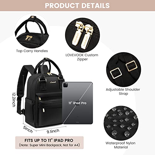 Image of LOVEVOOK Mini Backpack for Women Stylish Waterproof Backpack Purse with USB Port, Cute Bookbag for College School Travel