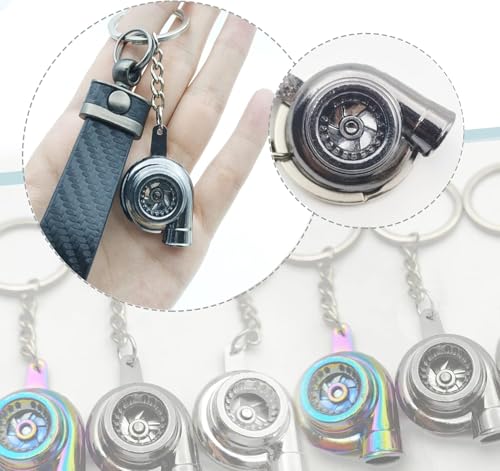Image of BLACK 1PC Turbo Design Metal Keychain Key Ring Metal Key chain Pendant Ring Car Styling|fast furious keychain|turbo lighter keiIychain| steering wheel keyichain|car gear keyichain