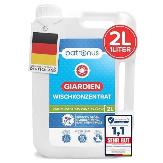 Patronus Giardien-Wischkonzentrat für Haustiere zur Desinfektion von Fußböden - 2 Liter Desinfektionsmittel zur Reinigung von Oberflächen gegen Giardien, Viren, Bakterien & Pilze - hautschonend