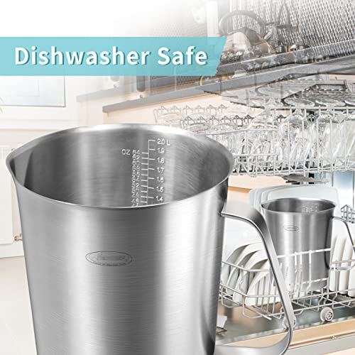 Image of Measuring Cup, Newness Stainless Steel Measuring Cup with Marking with Handle, 64 Ounces (2.0 Liter, 8 Cup)
