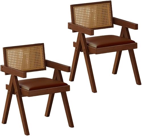 Miniatura 51 de YVYKFZD Juego de sillas de comedor de ratán, sillas de comedor de madera, sillas de cocina con respaldo tejido, sillón tapizado, silla auxiliar