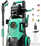 FOTING 5000 PSI Electric Pressure Washer, 3.3 GPM Touch Screen Power Washer, 4 Quick Connect Nozzle&500ml Foam Cannon&Inlet Hose&Filter, 34" Tall, High Pressure Washer for Cars/Fences/Patio/Driveways