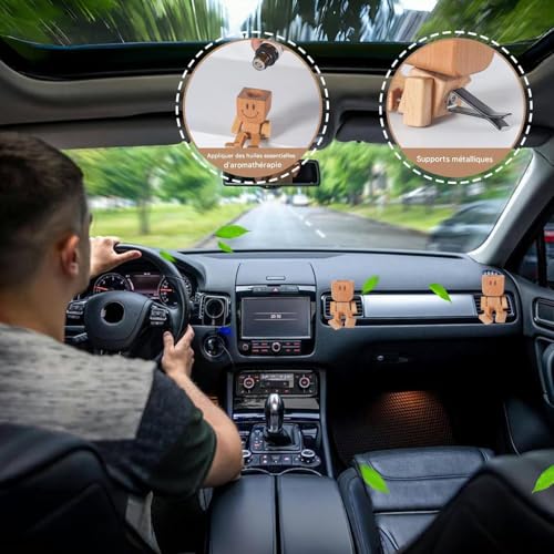 Générique en Bois À Pieds Tremblants,Figurine Décorative Fait Main pour Tableau De Bord | Articles de Collection pour Intérieur Auto Ornements Bureau Camion Berline Camping-Car – Image 3