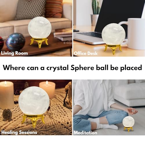 Image of Certified Clear Quartz Crystal Ball for Meditation | Premium Crystal Vastu Items for Home and Feng Shui Items for Good Luck - Pooja Supplies and Spiritual Practices (1.5 inch Inch)