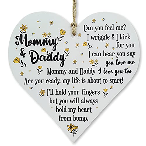 Carispibet Mommy & Daddy Home Signs Decorative Sign Baby Shower Pregnancy Reveal Mommy To Be Sign Party Prop Bedroom Decoration Hanging Ornament 5" X 5" #TOP7