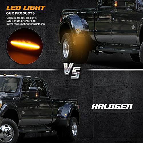 RUXIFEY Sequential Dully Bed LED Side Marker Lights Front Rear Fender Sidemarker Lamps Compatible with 2008-2014 Chevy Silverado GMC Sierra 2500HD 3500HD Smoked, Pack of 2