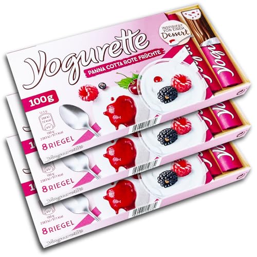 3 er Pack Ferrero Yogurette Panna Cotta Rote Früchte 3 x 100g (3 x 8 Riegel)