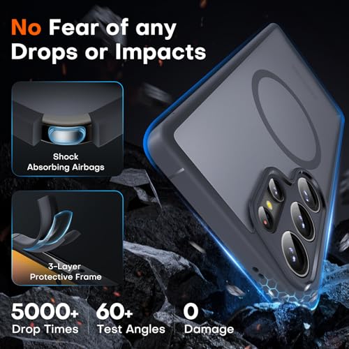 Image of TOCOL for Samsung Galaxy S25 Ultra Case, Upgraded Full Camera Protection, Compatible with Magsafe, Drop Protection Slim Magnetic Matte Back Cover for S25 Ultra 6.9 inch (Black)