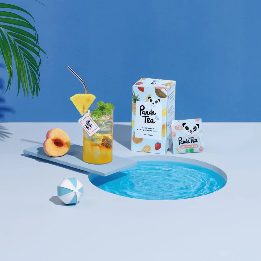 Panda Tea Coffret Sélection Thé Glacé et Infusion Glacée | 4 mélanges réunies dans 1 coffret | 20 sachets | Assortiment Découverte | Idée cadeau Fête des Grand-Mères et Mères | Detox et Hydratation
