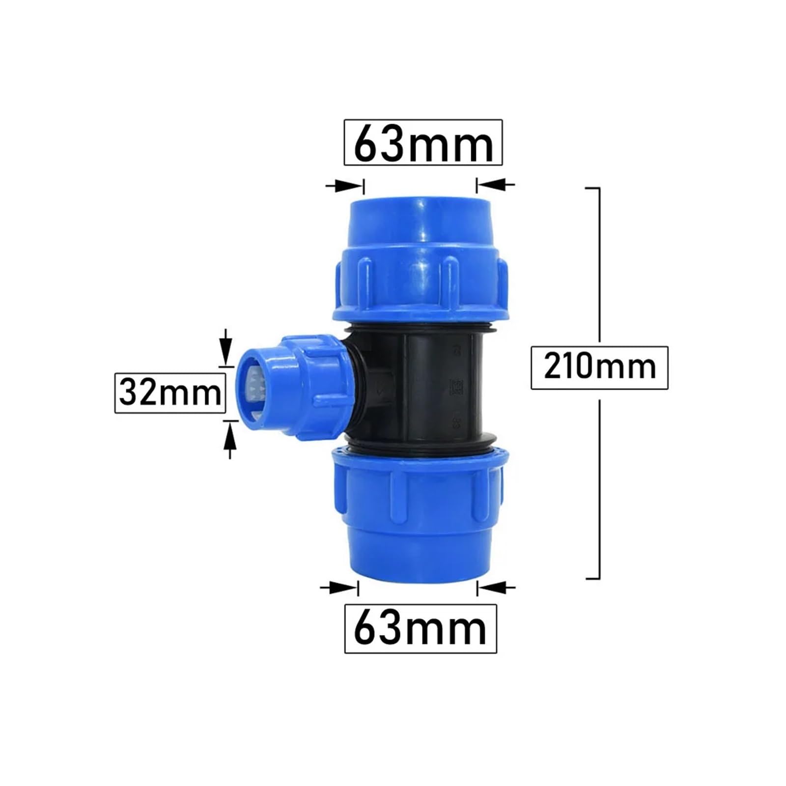 Connettore di riduzione del tubo in PE di plastica a 2/4 vie 63/50/40/32/25/20mm Tee Splitter acqua Accoppiatore rapido for valvola Raccordi for irrigazione(C)
