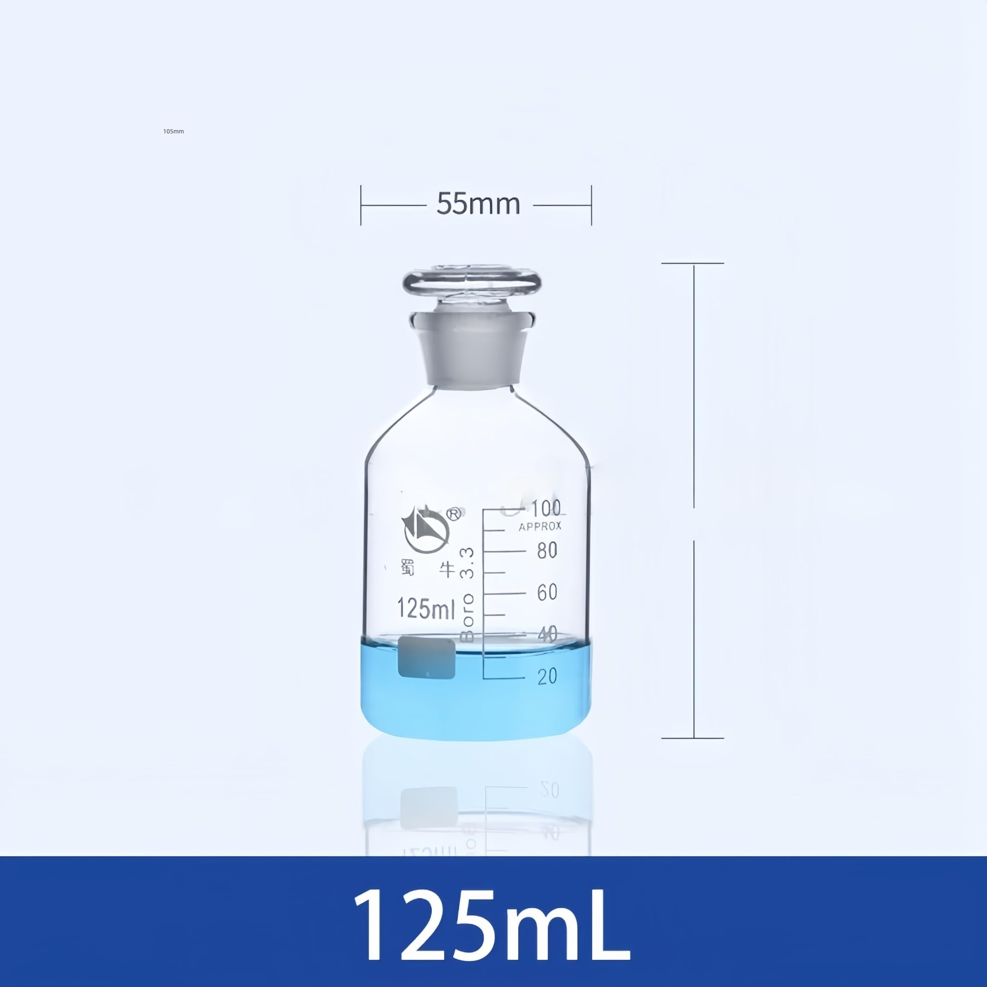Frasco de vidrio de borosilicato de alta calidad, boca estrecha, transparente, for reactivos de laboratorio (2500 ml, 1 unidad)(1000mL 1pc)