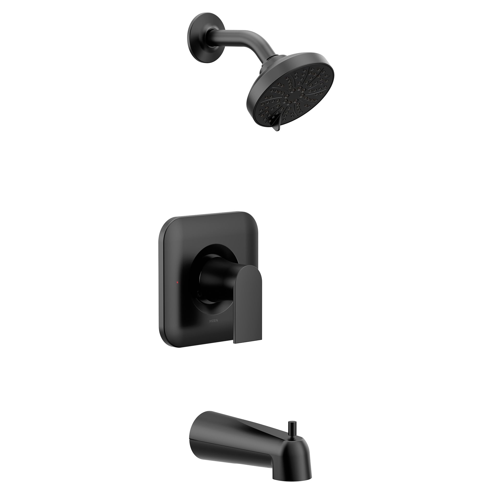 Moen Genta LX Matte Black Pressure Balancing Modern Shower Set with Showerhead Lever Handle, and Tub Spout, Posi-Temp Valve Required, T2473EPBLWaterSense