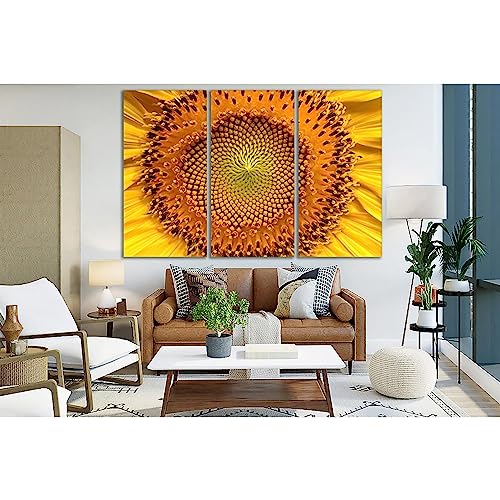 Cuadro de girasol impreso en lienzo modular ZELLART decorativo 90x60 3