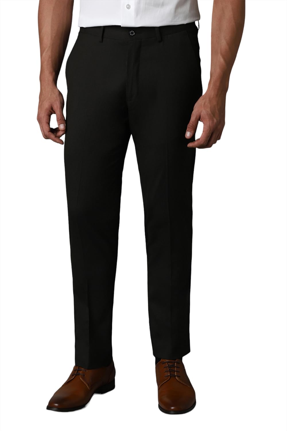 Men's Slim Fit Mid Rise Solid Superior Comfort with Extra Stretch Trouser