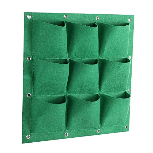 Plant Pocket, 9 Pocket Vertical Greening Hanging Wall Garden Grow Plant Bags Planter (Green) - Image 4