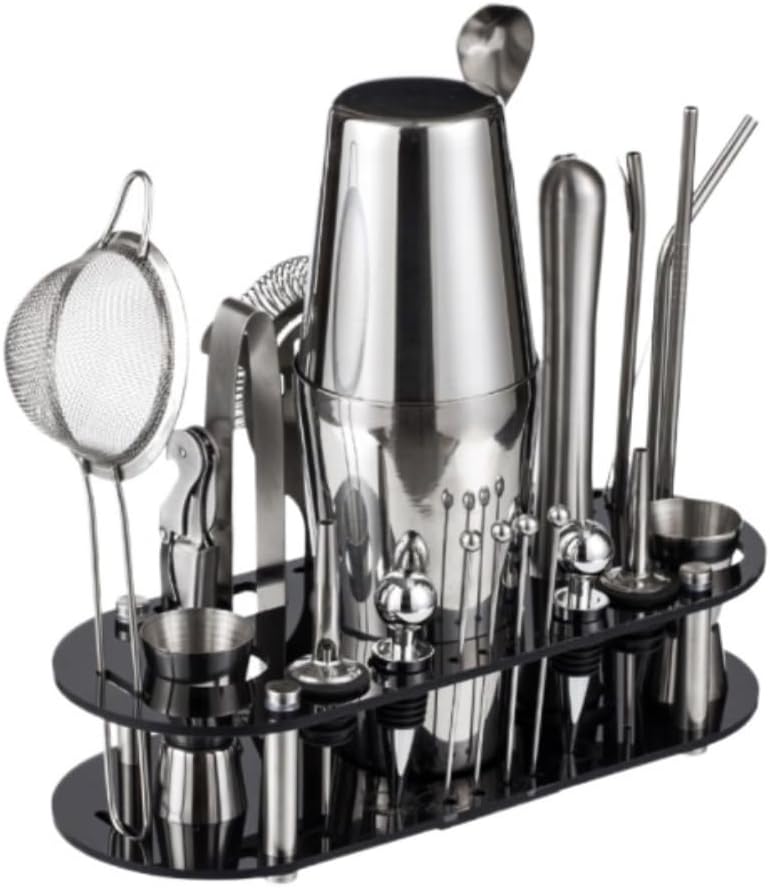 Set de Bar Cocktail 23 Pcs Acero Inoxidable Kit Bartender 700ml