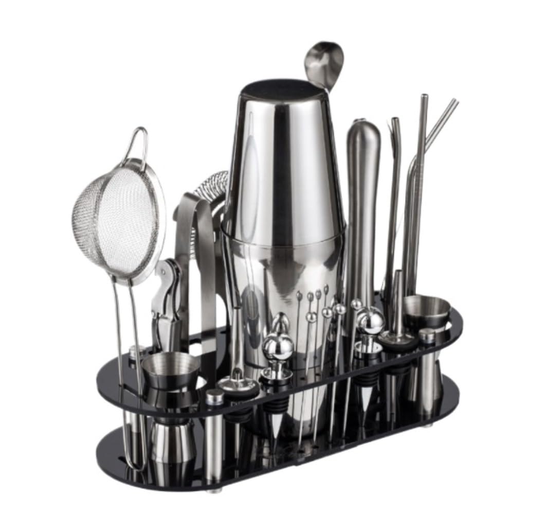 Kit Cocktail Juego de Barman Acero Inoxidable 23 Piezas, Accesorios hogar y Kit Profesional Juego De Coctéles(700ml)