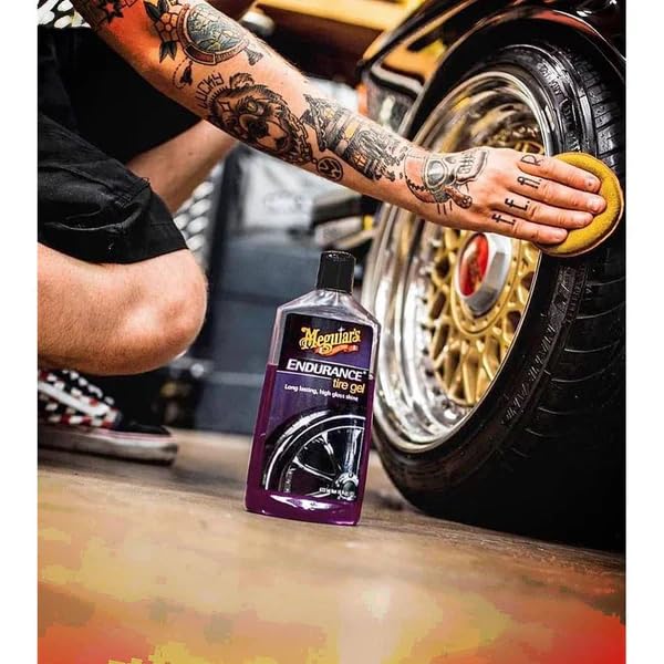 Meguiar's Endurance Tyre Gel - Kit gel Nero Gomme Meguiars dressing pneumatici con applicatore professionale