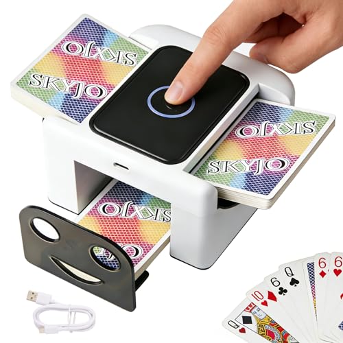Buldoospok Silencieux Mélangeur de Cartes Automatique Rechargeable, 2000 mAh USB-C Charge, Mélangeur Automatique Intelligent Portable pour UNO Poker...